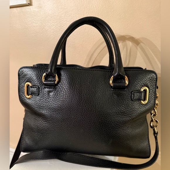 Michael Michael Kors Hamilton Satchel/Shoulder Bag ~Black pebbled leather EUC - Picture 5 of 16